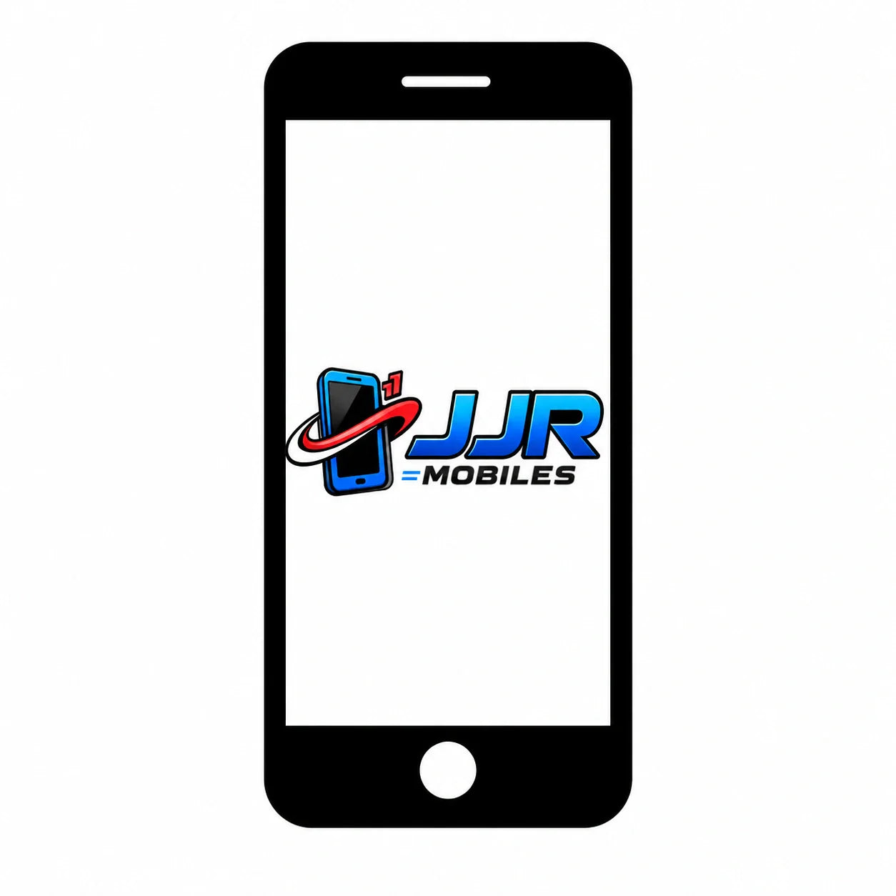 Mixed smartphone collection featuring latest Android and iPhone mobile models on white background for JJR Mobiles.