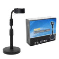 Adjustable desktop microphone stand with mobile holder, ideal for podcasting, video recording, live streaming, online classes and content creation.