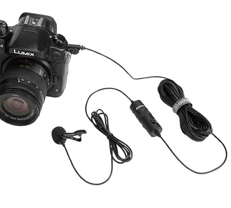 BOYA BY-M1 Professional Lavalier Microphone with 3.5mm connector, compatible with smartphones, DSLR cameras, laptops and audio recorders for video recording, interviews and live streaming.