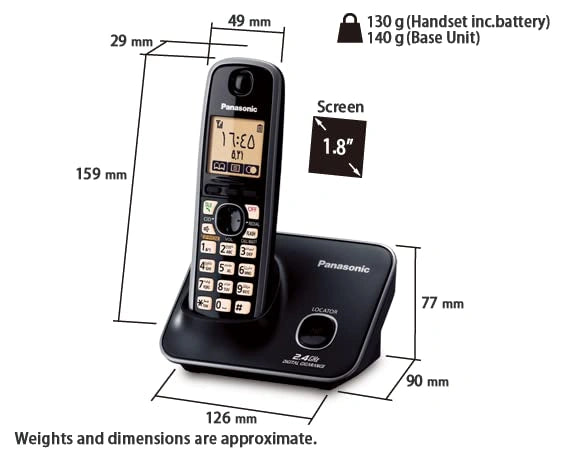 Panasonic KX-TG3711SX digital cordless phone with 2.4GHz technology, caller ID, speakerphone, power failure talk system and 100-name phonebook.