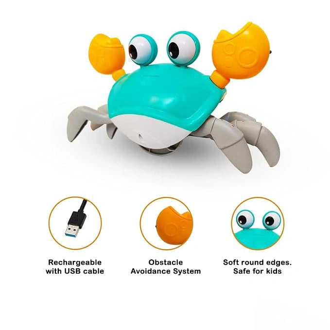Musical Dancing Crab Toy with LED Lights, Music, Moving Claws & Obstacle Avoidance for Kids | Toy Trendz JJR Mart