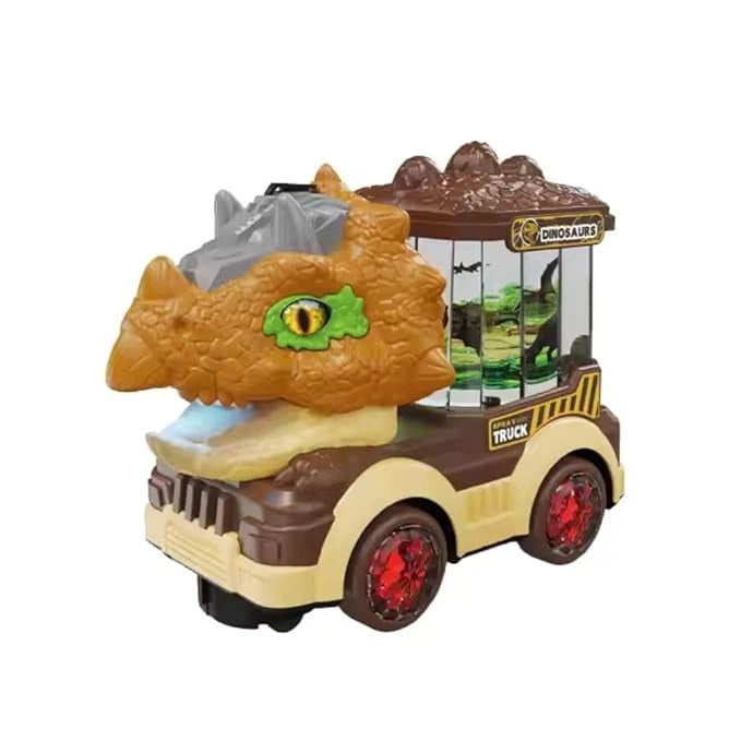 Triceratops Dinosaur Spray Truck Toy with Mist Spray, LED Lights, Music, Moving Mouth & Bump Go Action | Toy Trendz JJR Mart