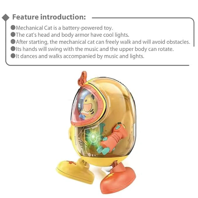 Interactive Dancing Cat Robot Toy with LED Lights, Music, Walking & Obstacle Avoidance for Kids | Toy Trendz JJR Mart