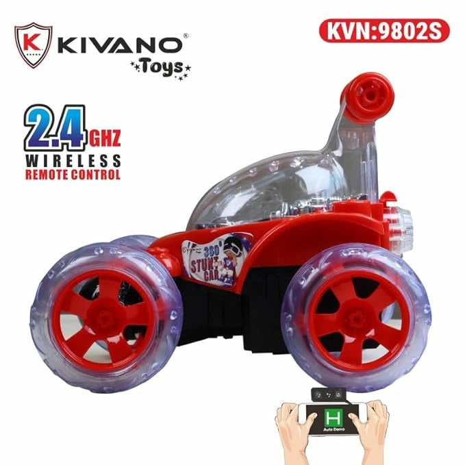 2.4GHz Remote Control Stunt Car with 360 Degree Rotation and LED Wheels for Kids | Toy Trendz JJR MART