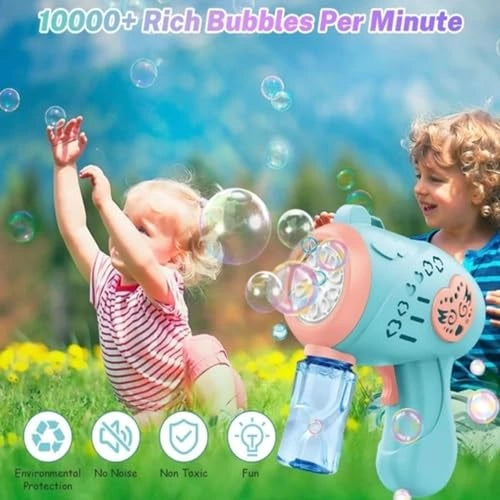 10-Hole Automatic Bubble Gun with Bubble Solution Bottle for Kids | Toy Trendz by JJR Mart