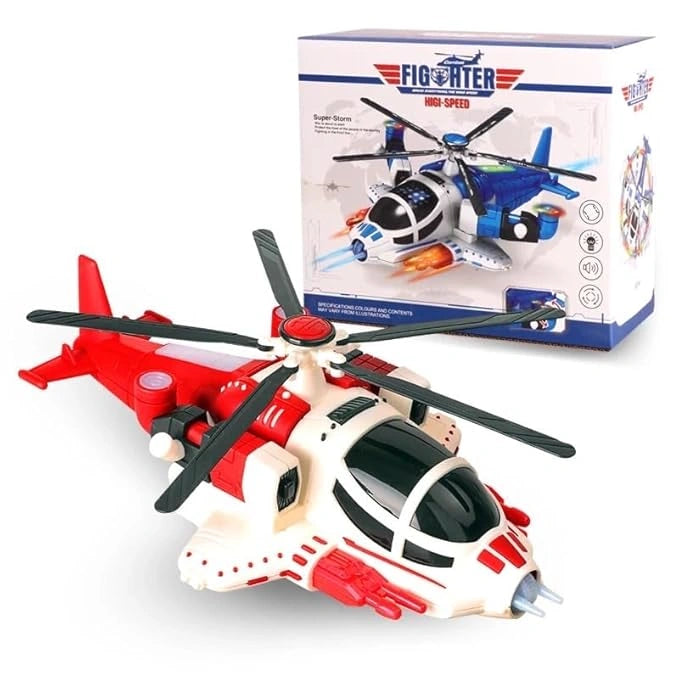 Battery Operated Helicopter Toy with 360° Rotation, LED Lights, Sound Effects & Spinning Propellers for Kids | Toy Trendz JJR Mart