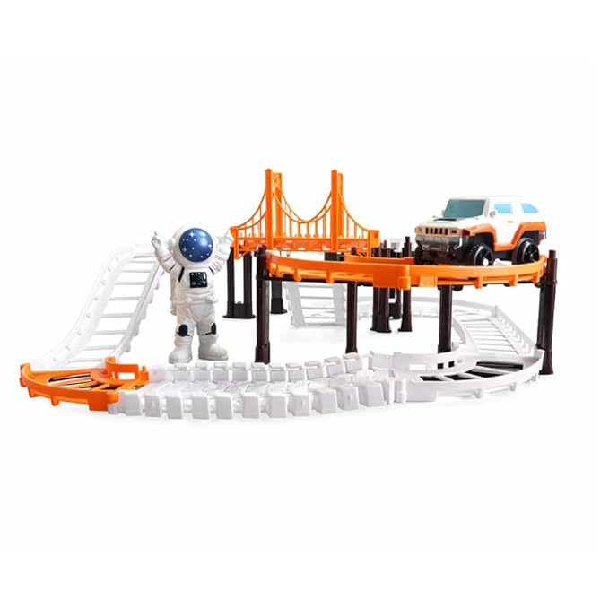 Outer Space Track Car Toy Set with DIY Track and Battery Operated Car | Toy Trendz by JJR MART