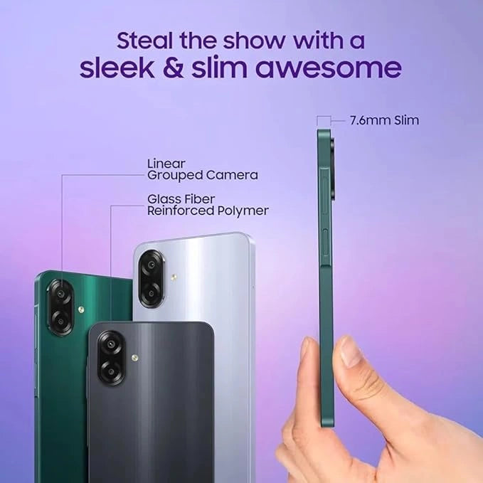 Samsung Galaxy A07 Green with 6.7-inch display, 50MP dual camera, MediaTek Helio G99, IP54 water and dust resistance.