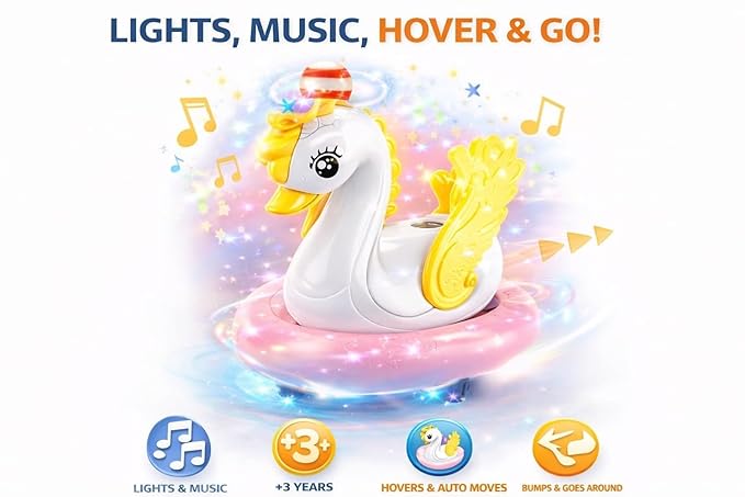 Musical Swan Toy with Hover Ball, LED Lights, Music, Bump & Go Action for Kids | Toy Trendz JJR Mart