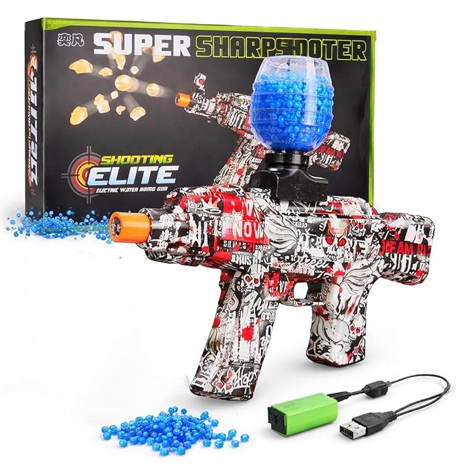Electric Gel Blaster Gun with Water Beads, Rechargeable Battery & USB Charging | Toy Trendz by JJR Mart
