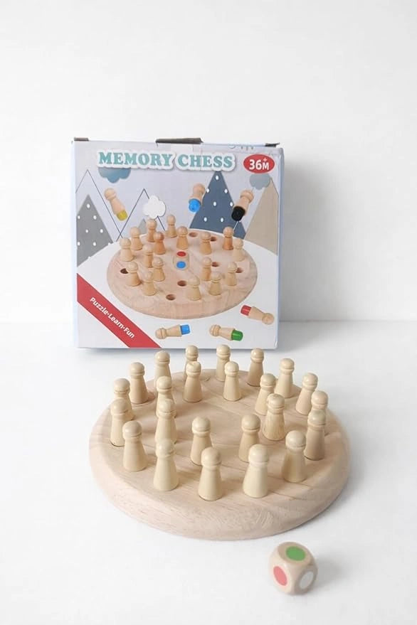 Wooden Memory Chess Board Game with Color Dice for Kids Educational Montessori Toy | Toy Trendz JJR MART