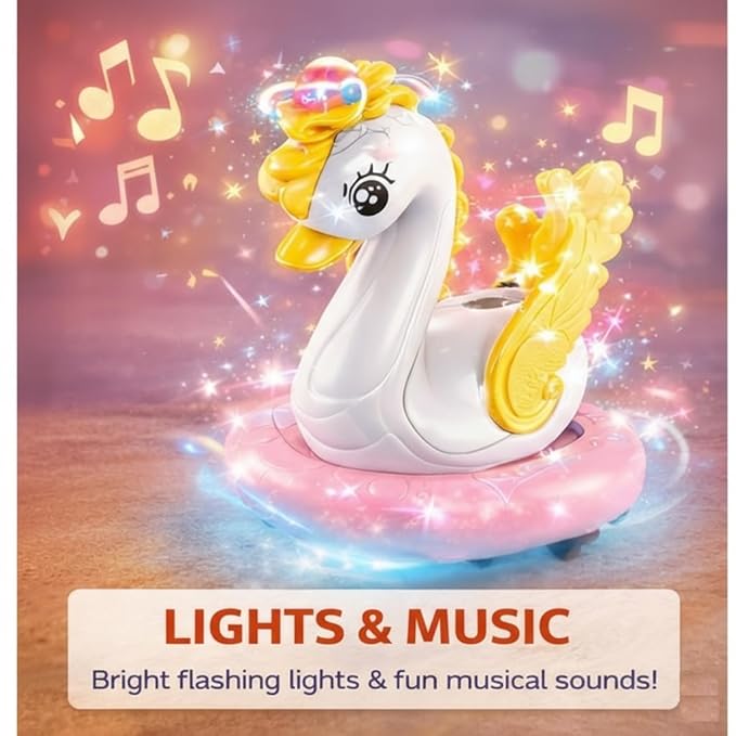 Musical Swan Toy with Hover Ball, LED Lights, Music, Bump & Go Action for Kids | Toy Trendz JJR Mart