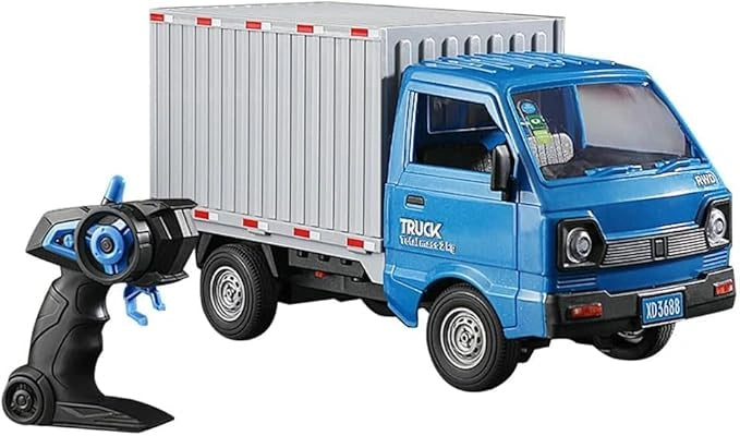1:16 RC Container Transport Truck with smoke effect, LED headlights, cargo storage, and 2.4GHz remote control from Toy Trendz by JJR Mart.