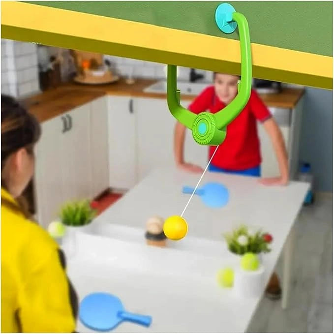 Hanging Table Tennis Trainer Set with Adjustable Height and Ping Pong Paddles | Toy Trendz by JJR MART