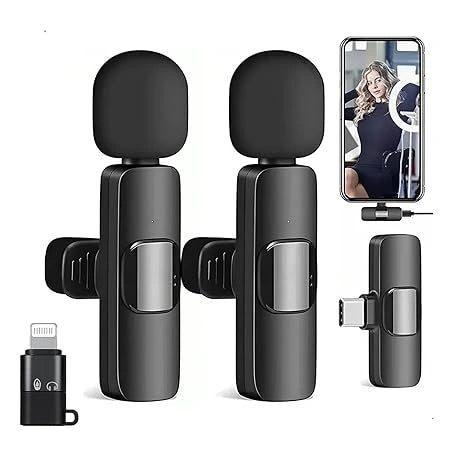 Wireless clip-on microphone with mobile receiver for recording and live streaming