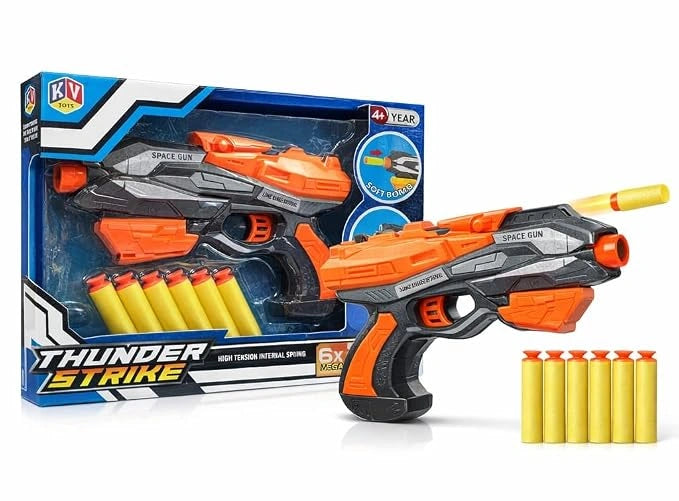 Thunder Strike Soft Bullet Blaster Gun with Foam Darts for Kids | Toy Trendz by JJR Mart