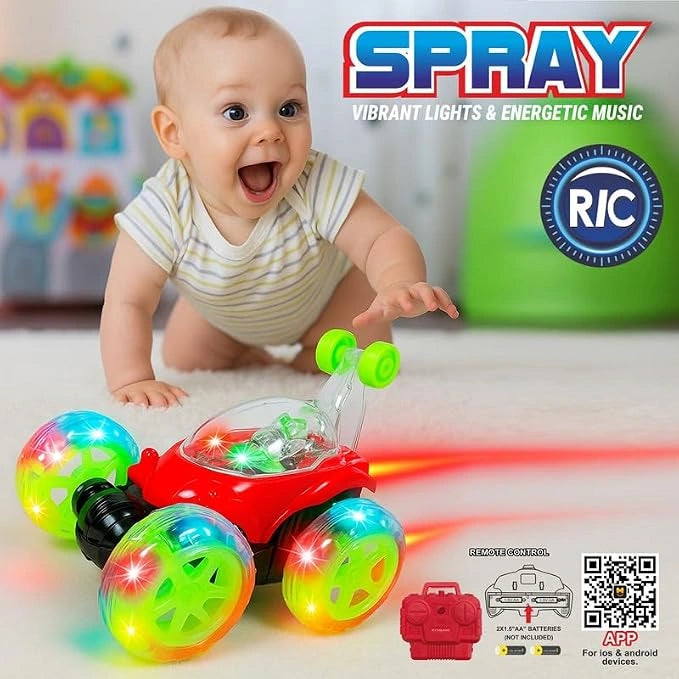 2.4GHz Remote Control Stunt Car with 360 Degree Rotation and LED Wheels for Kids | Toy Trendz JJR MART