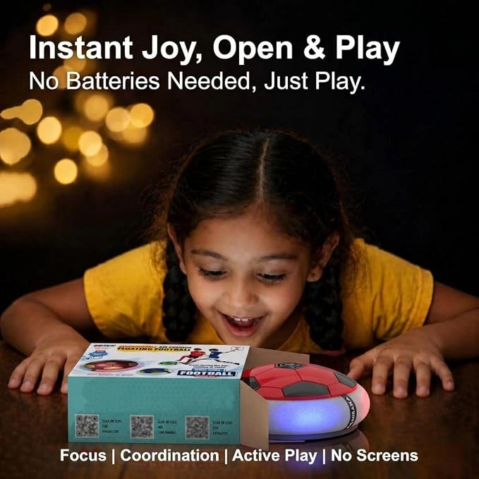Rechargeable Hover Football with LED Lights, USB-C Charging, Soft Foam Bumper Indoor Football Toy for Kids | JJR MART Toy Trendz