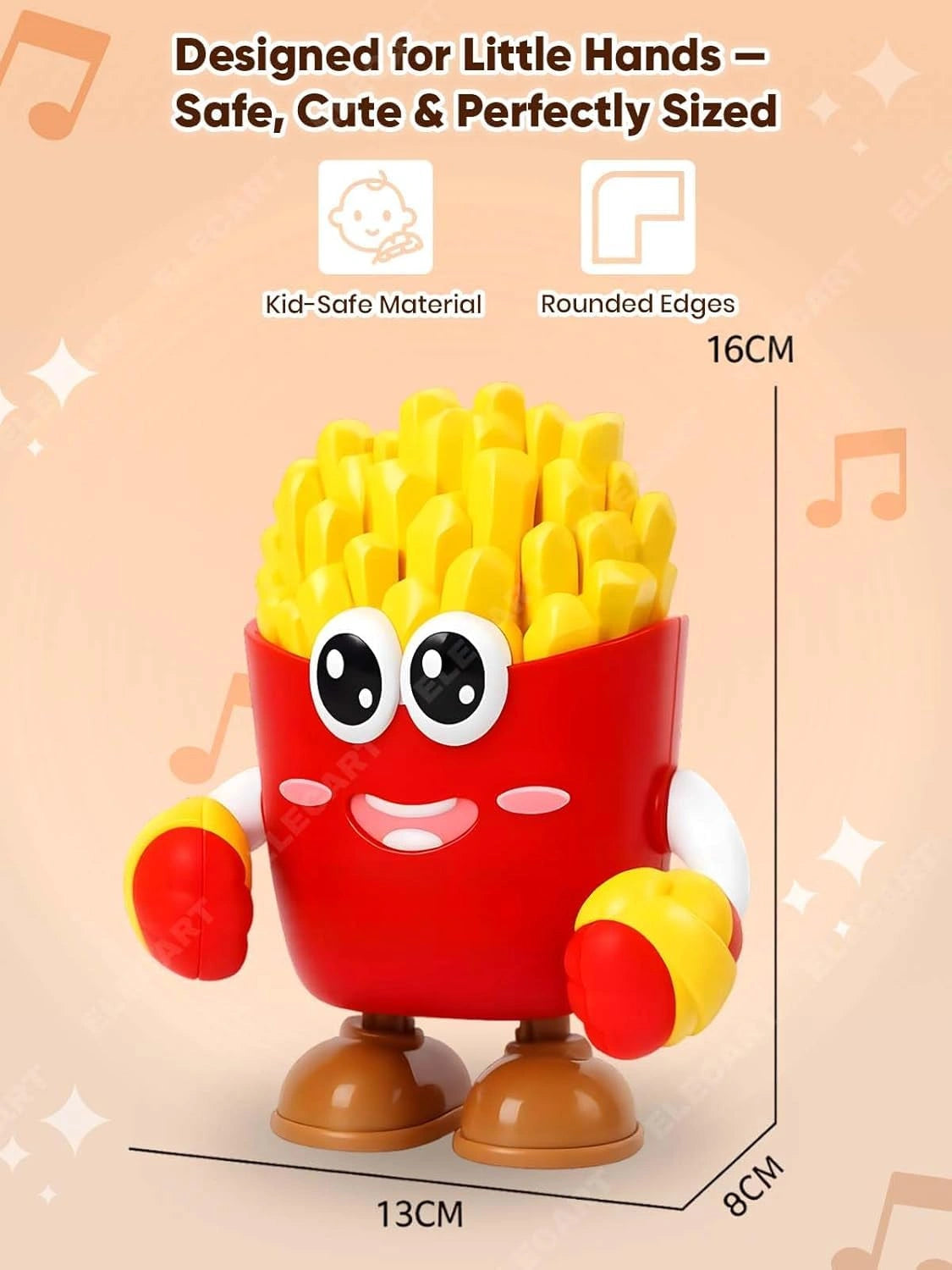Interactive Musical French Fries Toy with Lights, Music, Talking & Voice Recording for Kids | Toy Trendz JJR Mart
