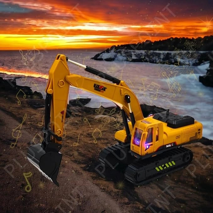 PLUSPOINT Musical Excavator Truck Toy with 360 Rotating Arm, Light and Music | Construction Vehicle for Kids | Toy Trendz JJR MART