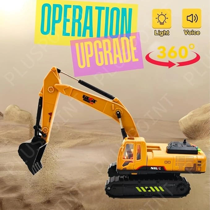 PLUSPOINT Musical Excavator Truck Toy with 360 Rotating Arm, Light and Music | Construction Vehicle for Kids | Toy Trendz JJR MART