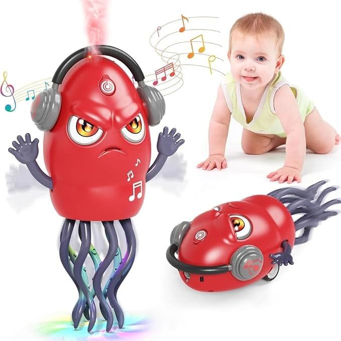 Musical Walking Octopus Toy with Smoke Spray, LED Lights, Sound, Dancing & Obstacle Avoidance for Kids | Toy Trendz JJR Mart
