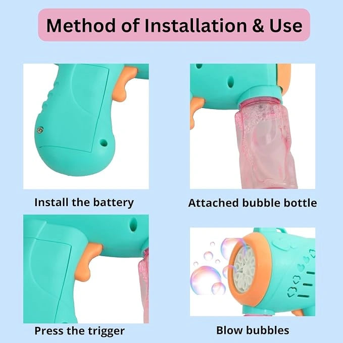10-Hole Automatic Bubble Gun with Bubble Solution Bottle for Kids | Toy Trendz by JJR Mart