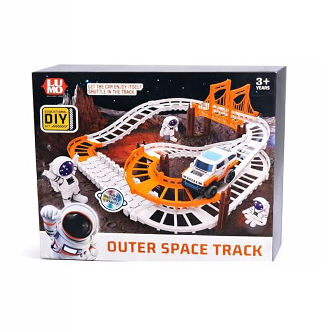 Outer Space Track Car Toy Set with DIY Track and Battery Operated Car | Toy Trendz by JJR MART