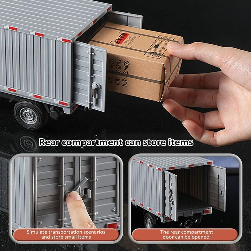 1:16 RC Container Transport Truck with smoke effect, LED headlights, cargo storage, and 2.4GHz remote control from Toy Trendz by JJR Mart.