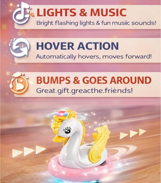 Musical Swan Toy with Hover Ball, LED Lights, Music, Bump & Go Action for Kids | Toy Trendz JJR Mart