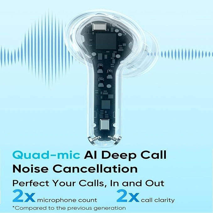 realme Buds T200x True Wireless Earbuds Pure Black with 25dB ANC, 12.4mm Bass Drivers, Bluetooth 5.4, Quad Mic AI ENC and 48 Hours Battery - JJR Mart