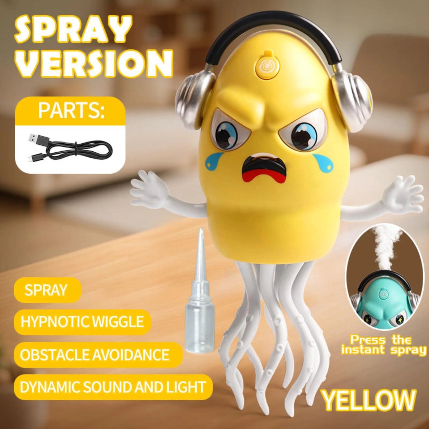 Musical Walking Octopus Toy with Smoke Spray, LED Lights, Sound, Dancing & Obstacle Avoidance for Kids | Toy Trendz JJR Mart