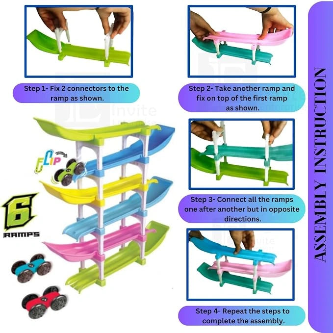 Ramp Racing 6 Track Car Toy with 4 Mini Cars and Multi-Level Racing Track | Toy Trendz by JJR MART