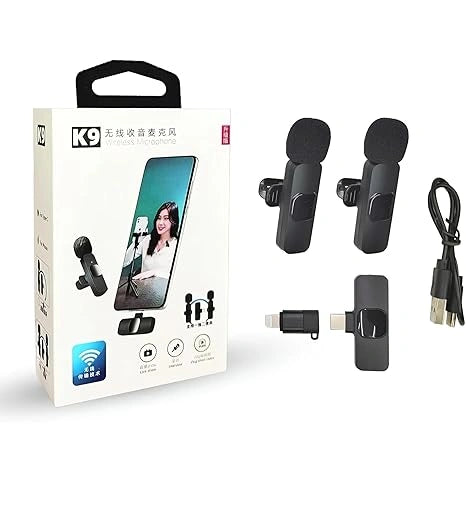 K9 Wireless Lavalier Microphone with Type-C Receiver for Android smartphones, perfect for video recording, YouTube, Instagram Reels, interviews and live streaming.