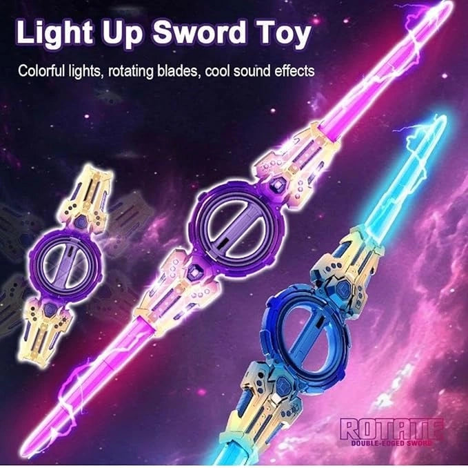 Fire Spiral Double-Edged LED Light Sword Toy with Sound, Rotating Action and Colorful LED Lights for Kids, Teens and Collectors available at JJR Mart Toy Trendz.