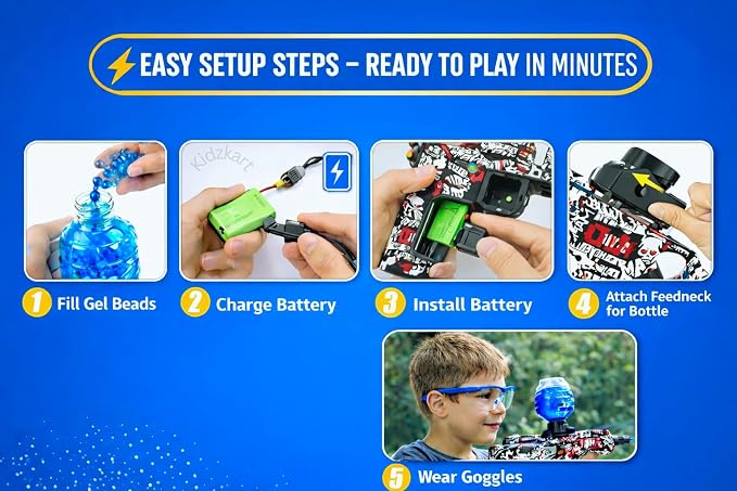 Electric Gel Blaster Gun with Water Beads, Rechargeable Battery & USB Charging | Toy Trendz by JJR Mart