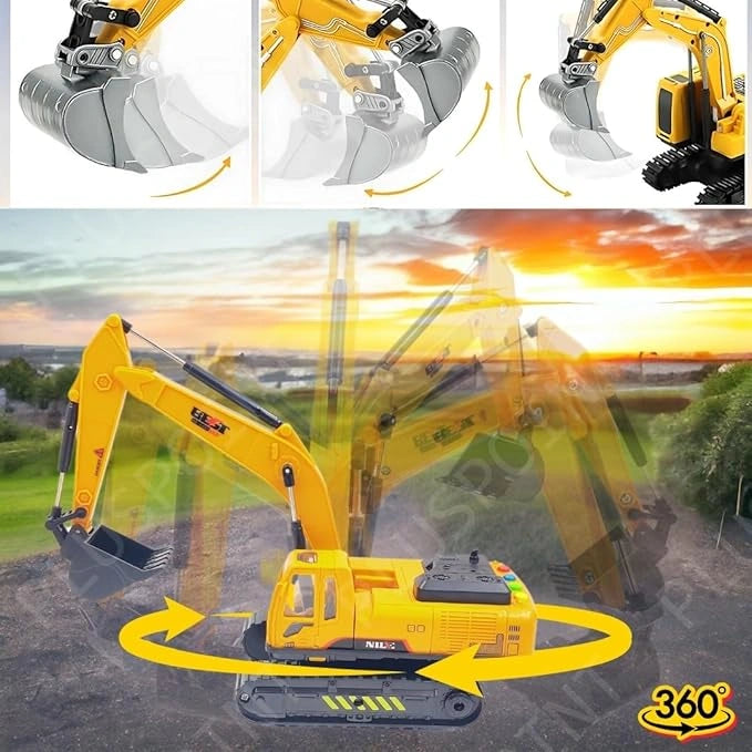 PLUSPOINT Musical Excavator Truck Toy with 360 Rotating Arm, Light and Music | Construction Vehicle for Kids | Toy Trendz JJR MART