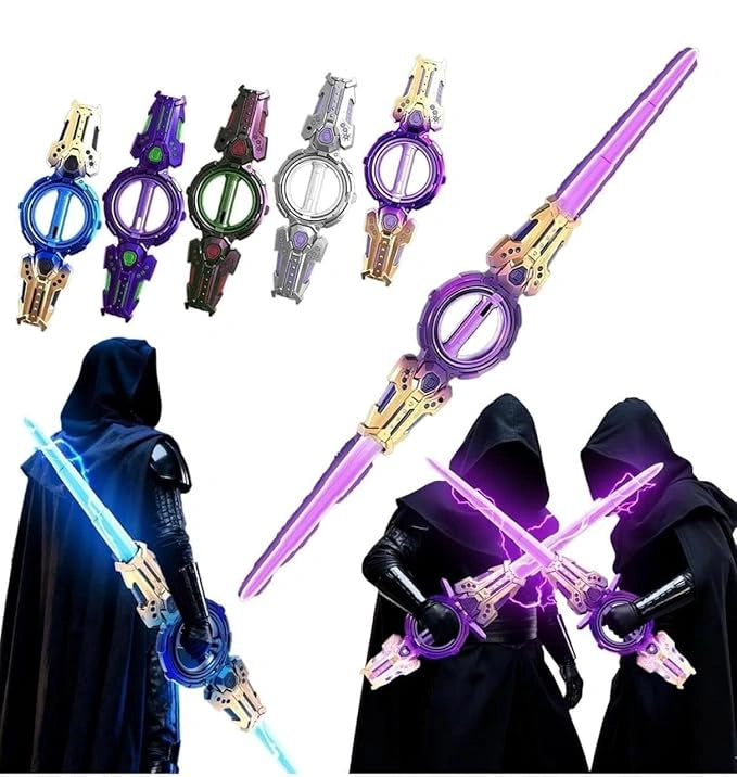 Fire Spiral Double-Edged LED Light Sword Toy with Sound, Rotating Action and Colorful LED Lights for Kids, Teens and Collectors available at JJR Mart Toy Trendz.