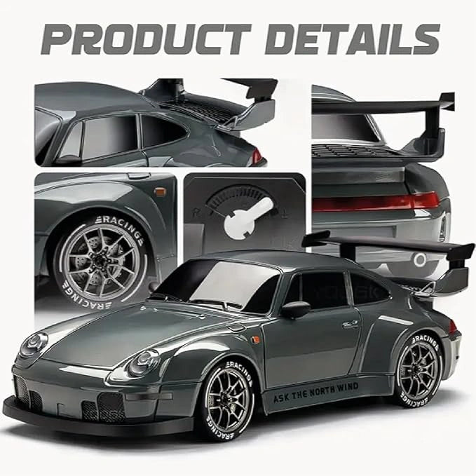 RC Drift Car 1:24 Scale 4WD High Speed Remote Control Racing Car with LED Lights, Drift Tires and Traffic Cones | Toy Trendz JJR MART