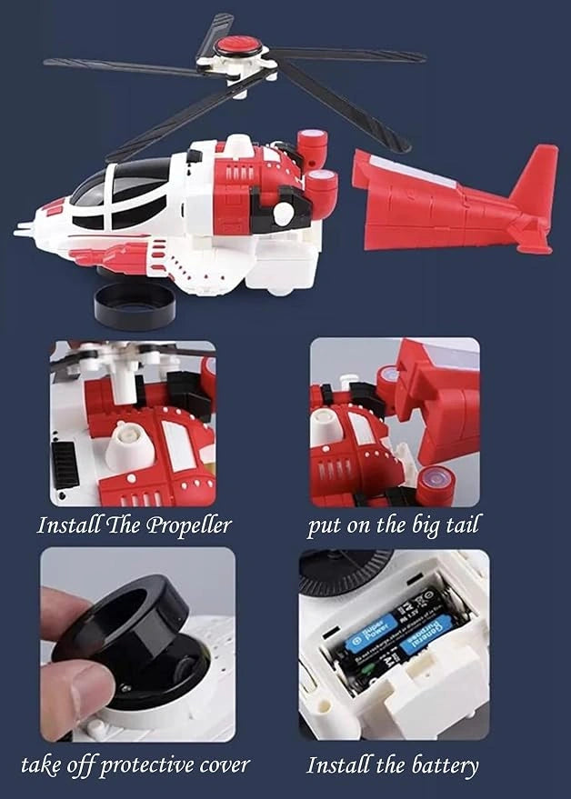 Battery Operated Helicopter Toy with 360° Rotation, LED Lights, Sound Effects & Spinning Propellers for Kids | Toy Trendz JJR Mart