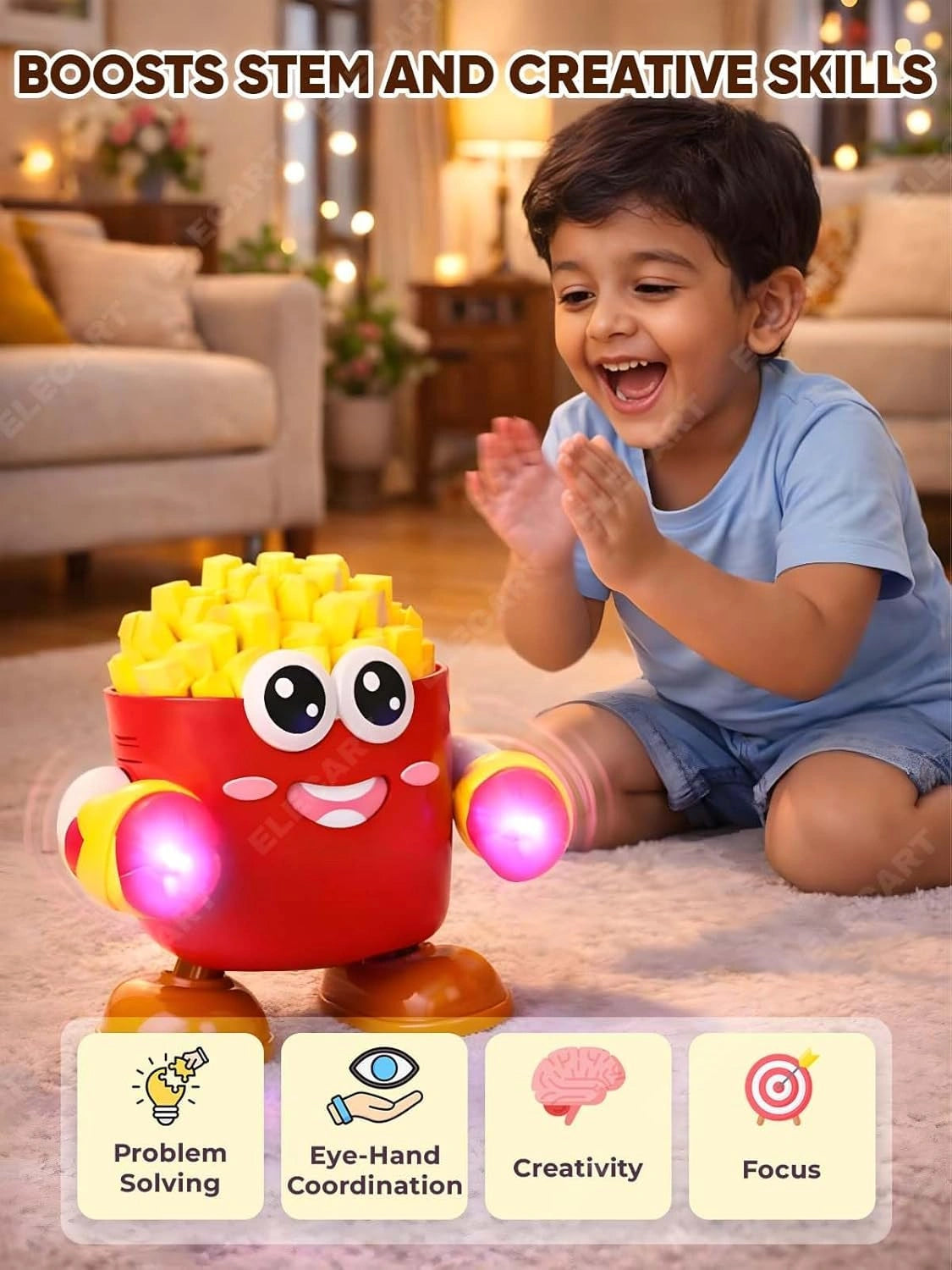 Interactive Musical French Fries Toy with Lights, Music, Talking & Voice Recording for Kids | Toy Trendz JJR Mart