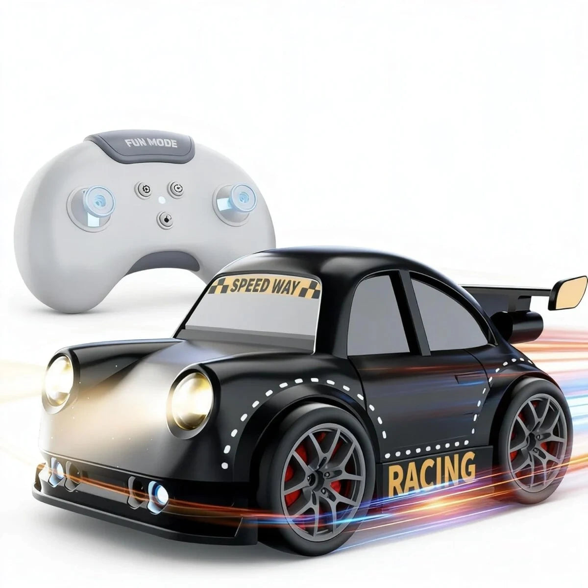 White Mini Dream Racing multifunctional RC car with remote controller and rechargeable battery from Toy Trendz JJR Mart.