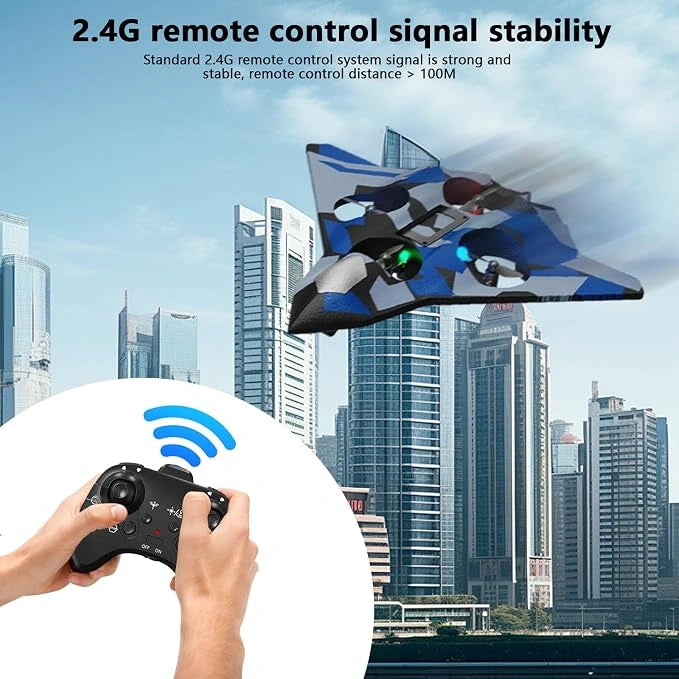 2.4GHz Remote Control Airplane with LED Lights, 360° Stunt Flying Glider, EPP Foam RC Plane for Kids, Beginners and Adults available at JJR Mart Toy Trendz.