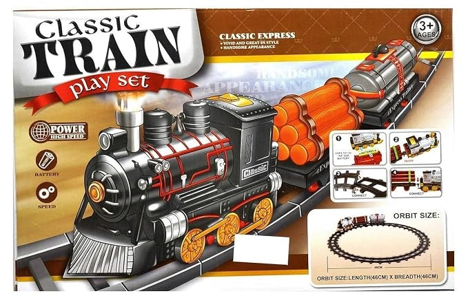 Electric Classical Train Game Set with Engine, Coaches and Railway Track | Toy Trendz by JJR MART