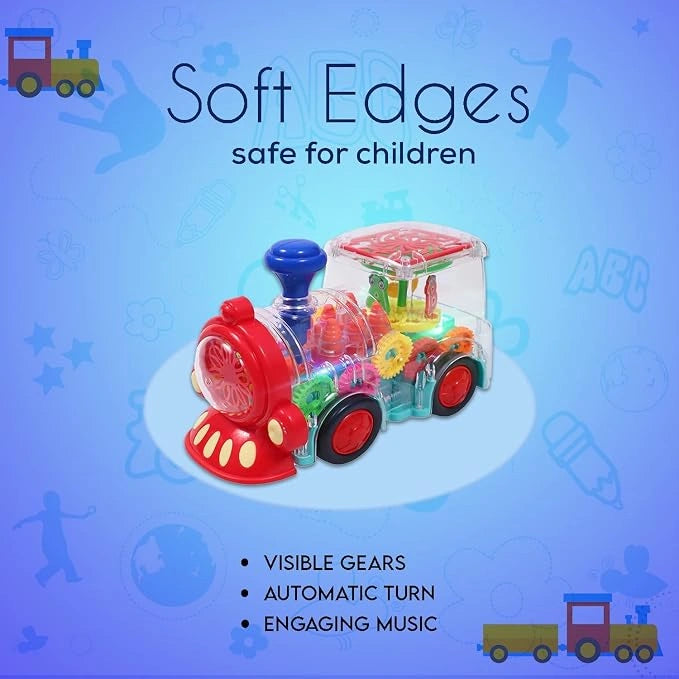 Transparent Musical Gear Train Toy with Moving Gears, 3D LED Lights, Music & Automatic Turning | Toy Trendz JJR Mart