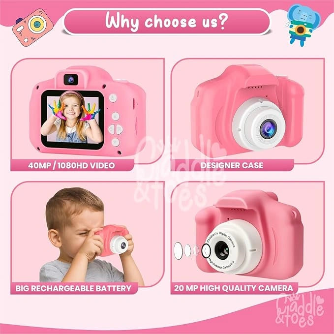 Children's Digital Camera toy for kids with colorful design, easy-to-use controls, photo and video recording features.