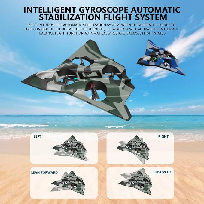 2.4GHz Remote Control Airplane with LED Lights, 360° Stunt Flying Glider, EPP Foam RC Plane for Kids, Beginners and Adults available at JJR Mart Toy Trendz.