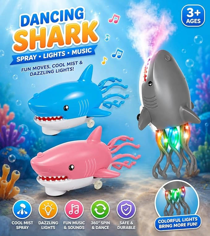 Electric Dancing Shark Toy with LED Lights, Music, Spray Mist and Obstacle Avoidance for Kids | Toy Trendz JJR MART