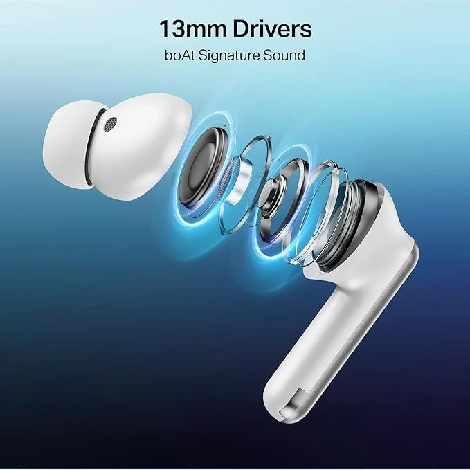 boAt Airdopes 513 ANC True Wireless Earbuds Ivory Glow with 32dB ANC, 65 Hours Playback, Bluetooth v6.0 and AI-ENx Quad Mics - JJR Mart
