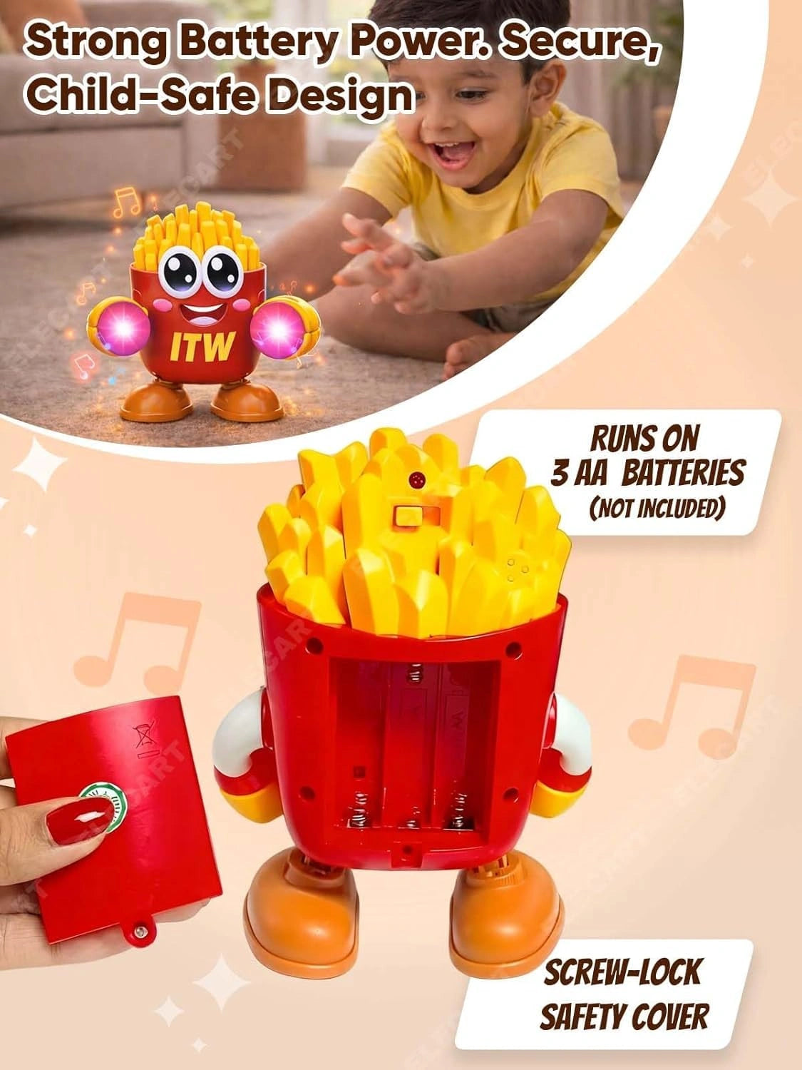 Interactive Musical French Fries Toy with Lights, Music, Talking & Voice Recording for Kids | Toy Trendz JJR Mart